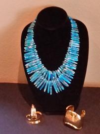 NEST Jewelry Turquoise Jasper Point Fringe Statement Necklace - Live Auction 202//269